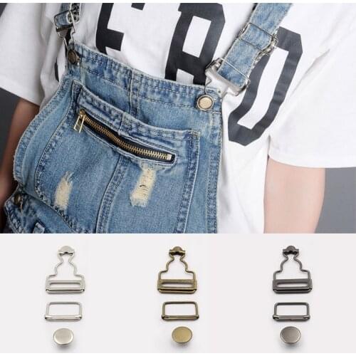 2set Pants Overalls Jeans Brace Clips Metal copper Button Hook Suspenders Buckle Gourd Fastener Rivets Sewing Accessories