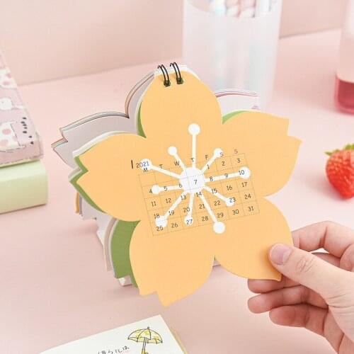 2021 Cartoon Animal Unicorn Desktop Calendar Cherry Blossoms Schedule Planner Kawaii Agenda Table Calendar School Calendar