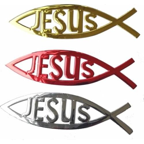 Jesus Fish 3D Car Sticker Soft PVC Chromed Emblem Badge Car Styling Decoration Waterproof Decal Christian Decal