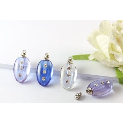 8PCS Oval Crystal vial pendant Miniature Perfume bottle charms name on rice art Essential oil charms
