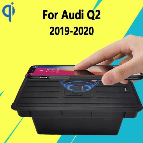 For Audi Q2 2019 2020 15W Qi Fast Charging Car Vehicle Wireless Charger Pad Auto Android Phone Iphone XiaoMi Holder Smart Plate