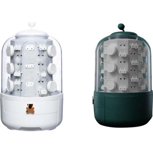 BMBY-Storage Large Capacity Non-Slip 360 Degree Rotating Dustproof Desktop Jewelry Box Earrings Necklace Display