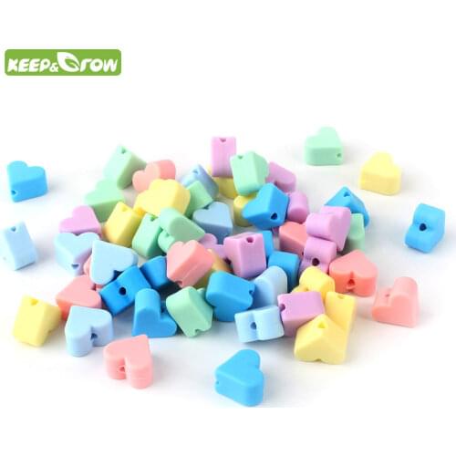 KEEP&GROW 10Pc/lot Perle Silicone Beads Heart Shaped Silicone Teething Bead 14mm Baby Products DIY Necklace Nurse Gifts Toy