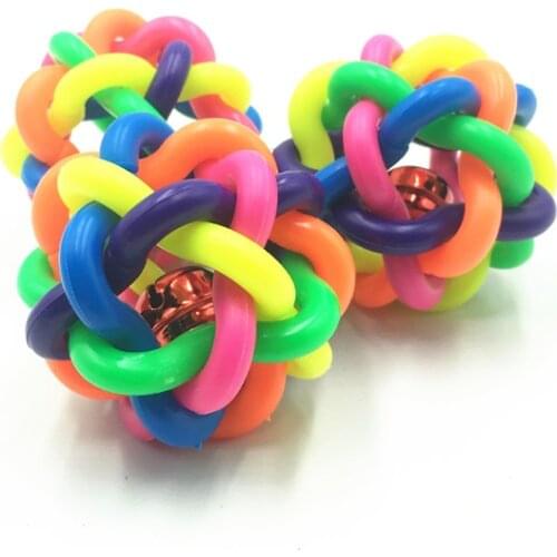 Colorful Dog Ball Soft Woven Ball Knot Ball Chew Toys Teeth Cleaning Ball Pet Dog Cat Braided Rubber Chew Puppy Toy Rainbow Ball