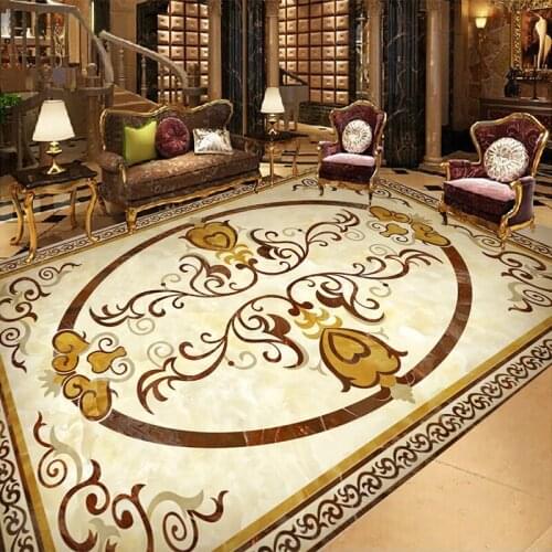 European Style 3D Marble Pattern Floor Wallpaper Living Room Hotel Luxury Decor 3D Flooring Mural PVC Self-Adhesive 3D Stickers