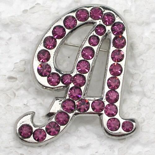 Purple Rhinestone Letter A Pin brooches C2020 D