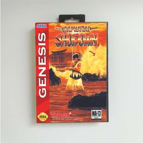 Samurai Shodown - USA Cover With Retail Box 16 Bit MD Game Card for Sega Megadrive Genesis Video Game Console
