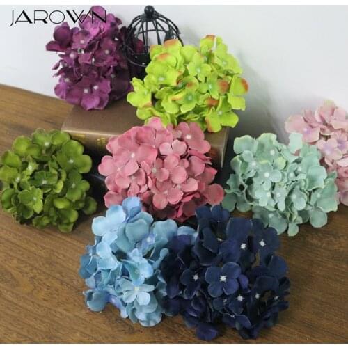 JAROWN Simulation Hydrangea Flower Head Artificial Silk Fake Flower For Wedding DIY Shooting Flores Home Party Decor Accessories