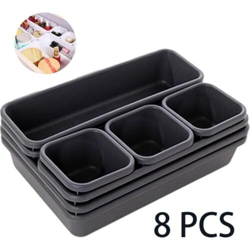 8PCs Home Drawer Organizer Box Storage Trays Box Office Storage Kitchen Bathroom Cupboard Jewelry Makeup Desk Organization Home
