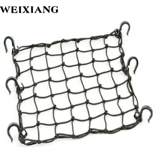 Net Styling Black 42x42cm latex Cargo Net featuring 6 Adjustable Hooks & Tight 2"x2" Mesh For Motorcycle Helmet Cargo Oil tanker