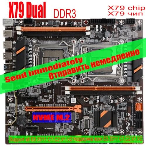 Qiyida X79 Dual CPU X79motherboard LGA2011 motherboard E-ATX MAIN BOARD SATA3 16X PCI-E NVME M.2 SSD Support Xeon processor