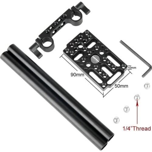 Cheese Mounting Plate Video Switching Camera Easy Plate with 15mm Rod Clamp Short Rods for DSLR Camera Cage Rig