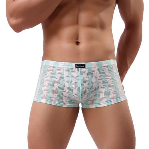 Mens Sexy Boxer Underwear Men Translucent Low Rise Underpants Mens Gay Boxer Comfortable Festive Lantern Underwear