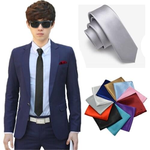Suit Mens Narrow Arrow Skinny Necktie Slim Black Tie 5cm Handkerchief Towel Accessories Simplicity Party Formal Ties