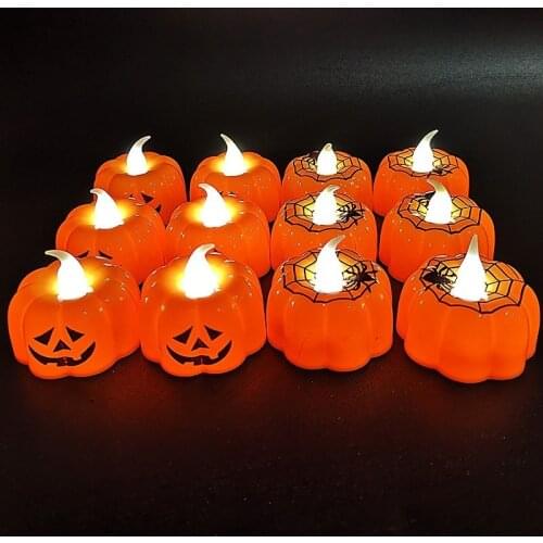 2020 New Pumpkin Candle Lights Halloween Decoration Lights Warm White Halloween Home Decoration Accessories