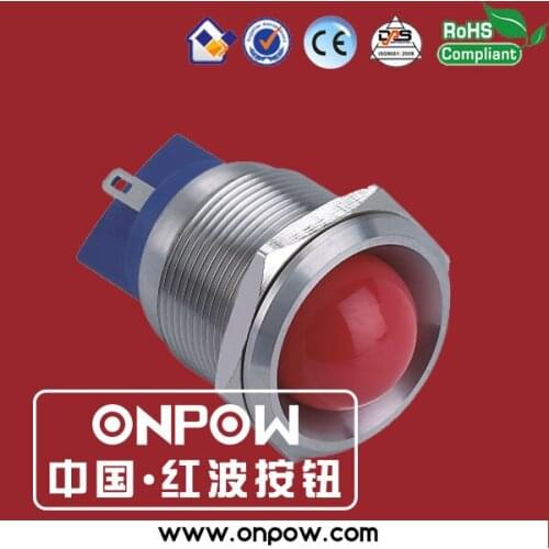 ONPOW 22mm anti-vandal domed stainless steel indicator pilot lamp GQ22G-D/R/12V/S