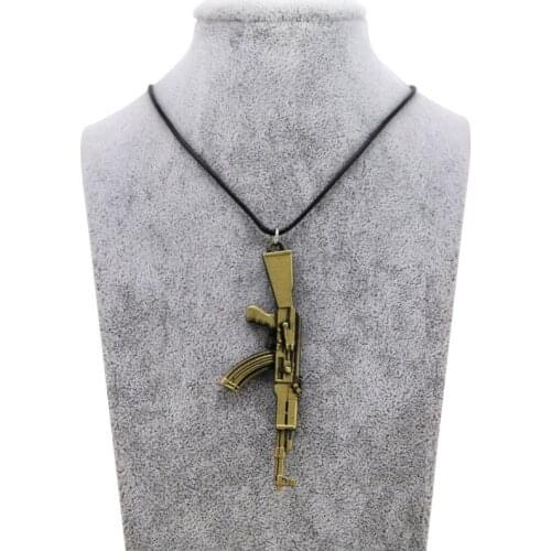 Original New Novelty Counter Strike AK47 Mens Gun Pendant Necklace Vintage Gold AK-47 Necklace Men Jewelry Collares Gift