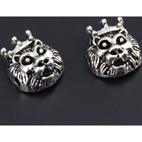 30pcs Silver Color 14x11.5mm Lion Head With Crown Charms Animal Pendant Jewelry Making DIY Handmade Craft Accessories Wholesale