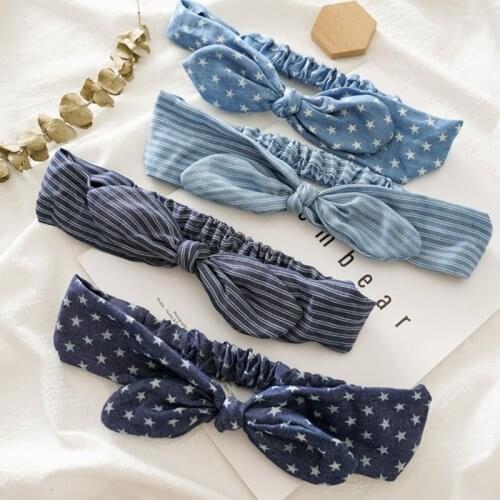 Summer Women Cute Rabbit Ears Headband Star Striped Bowknot Hair Bands Elastic Turban Girls Hairband Hair Accessories