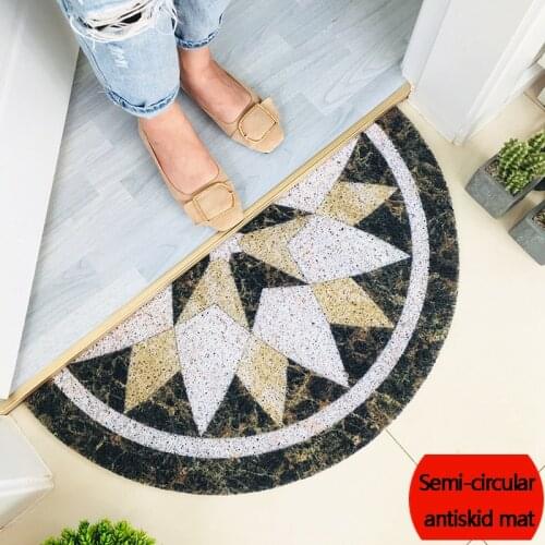 PVC Silk Loop Dust-proof D-Shape Rug Mat Mandala Flower Print Doormat Shoes Scraper for Front Door Bath Entrance Outside Rugs
