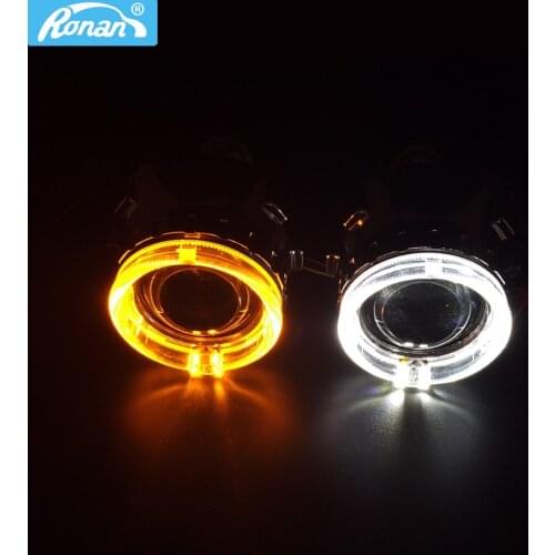 RONAN Bi Xenon HID Projector Headlight Lens use H1 LED Optic Eyes white switchback yellow Car Styling Headlight Retrofit H4 H7