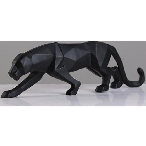 New 2021 Leopard Statue Figurine Modern Abstract Geometric Style Resin Panther Animal Large Ornament Home Decoration Accessories