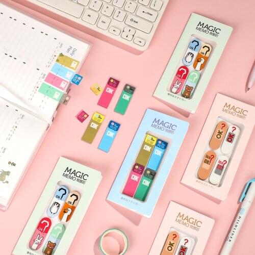 100 Sheets Magic Sticky Note Tearable Waterproof Memo Pad Stickers Kawaii Self-Stick Bookmarks Student Learning Label Stationery