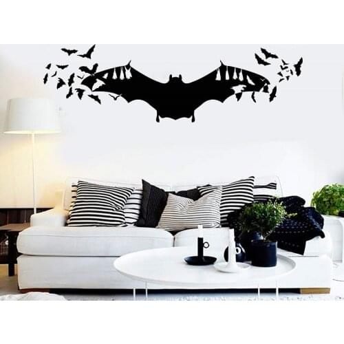 Vinyl Wall Decal Bats Art Halloween Horror Inspired Decoration Stickers Home Living Room Window Decal WSJ13