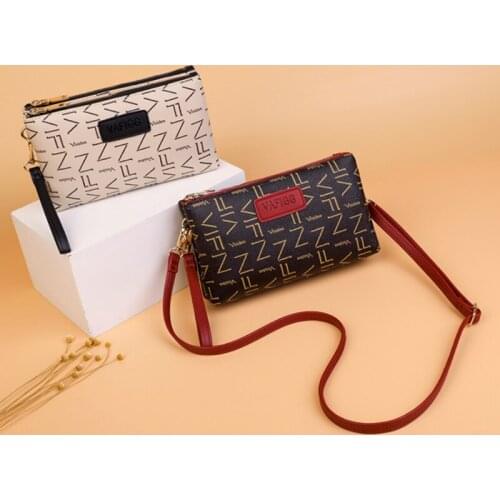Vintage Letter Printing Clutch Bag For Women 2021 PU Leather Mini Shoulder Bags Ladies Purses And Handbags Luxury Designer YB7