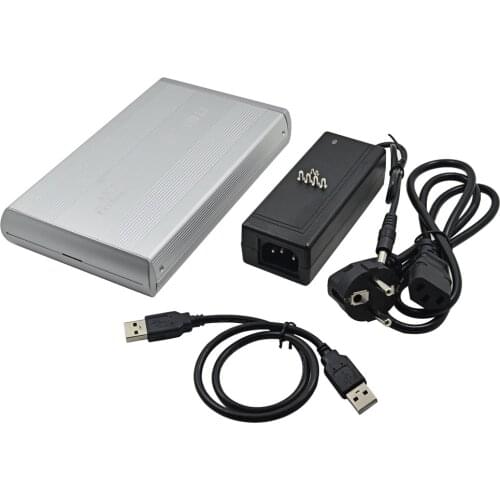 TISHRIC HD HDD SSD Enclosure External Hard Disk Drive 1TB 2TB Box 3.5 Inch SATA to USB 2.0 DVD EU Power Adapter Case Aluminum