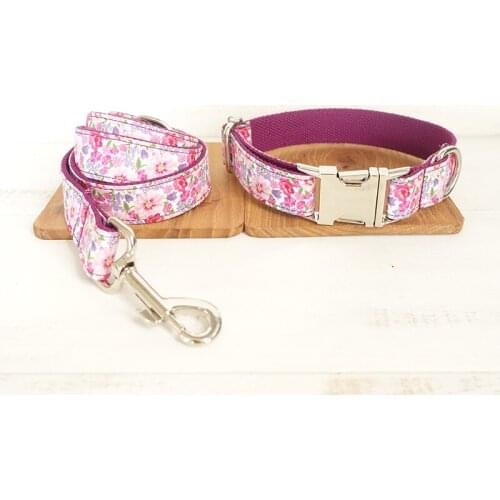 Floral collar colorful dog necklace THE Purple FLOWER unique style bow-tie dog collars and leashes set 5 sizes