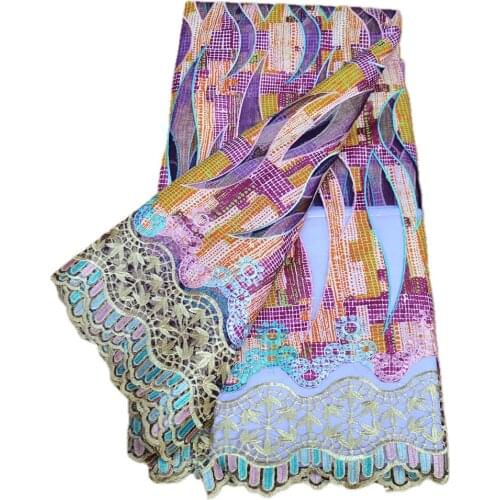 High Quality Purple African Cotton Voile Lace Fabric 2021 Latest Design 5yards Swiss Voile Lace In Switzerland For Dress R731-3