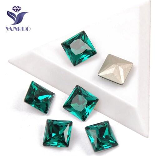 YANRUO 4447 Princess Square Blue Zircon Sewing rhinestones Needlework Frame Sew On Strass Crystal Stones For Wedding Dress