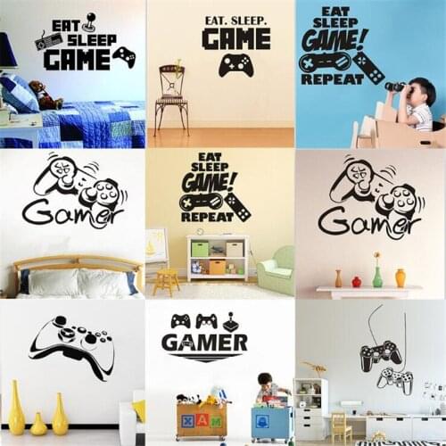 Vivid Creative game console EAT SLEEPGAME wall stickers for kids rooms Art mural Childrens gifts