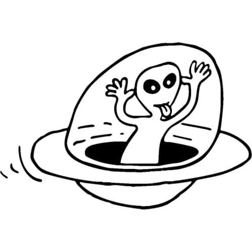 15.6cm*10.4cm Alien In A Spaceship Funny Vinyl Car Sticker Decals Black/Silver Accessories S6-3392