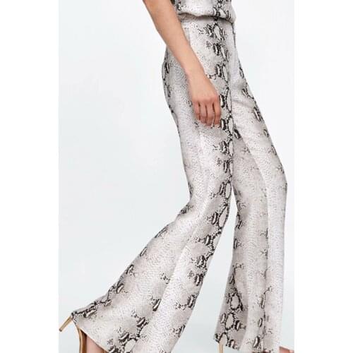 2019 Ethnic Snake Pattern print Flare Pants Women Bohemian Tribal African Print Long Trousers Bell Bottom Leggings Hippie Pants