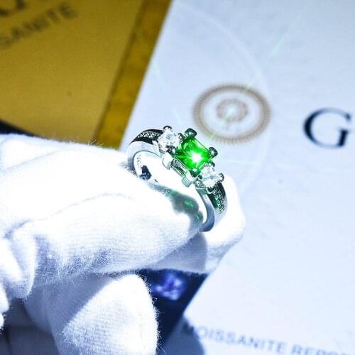 100% 925 Sterling Silver Cut Created Green Diamond Wedding Rings for Women Luxury Proposal Engagement Ring Jewelry
