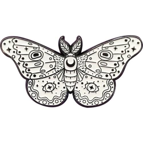Starry lunar moth pin magic witchy badge celestial gothic accessory pagan wicca gift