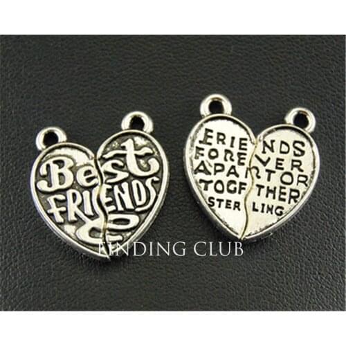 10 pair (20 pcs) Silver Color friends puzzle Charm Pendant Jewelry Making DIY Handmade Craft 25x22mm A1314