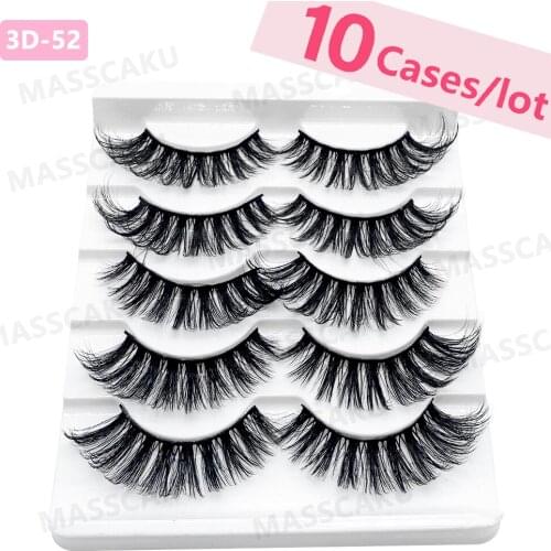 10 pcs/lot MASSCAKU Eyelashes 25mm Lashes Fluffy 3d Faux Mink Lashes Makeup Dramatic Long Natural Eyelashes