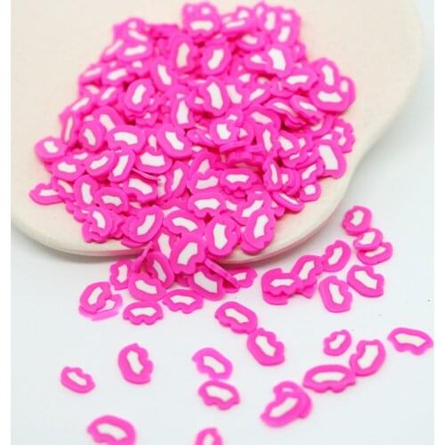 100g Lips Kiss Slice Polymer Clay Sprinkles Cute Confetti for Crafts Making DIY Nail Art Decoration Slime Filler Accessories 5mm