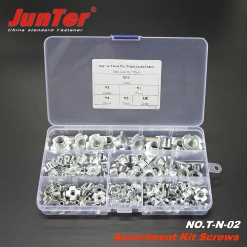 High-quality 110pcs M3M4M5M6M8M10 Furniture four claw nuts speaker board claw inlaid nuts Zinc Plated Carbon Steel Kit NO.E012