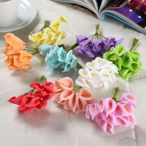 144Pcs PE Foam Artificial Calla Lily Flower Wedding Favour Box Decoration DIY Marriage Candy Case Flowers Party Home Decor