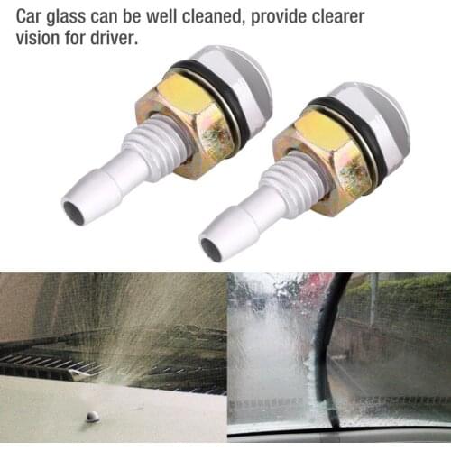 2pcs Silver Color Universal Aluminum Alloy Car Auto Front Windshield Sprayer Washer Nozzle Car Styling