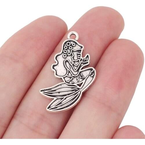 20 x Tibetan Silver Fish Mermaid Charms Pendants for Necklace Jewelry Making Findings 27x21mm