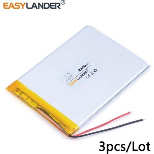 3pcs /Lot 3.7v lithium Li ion polymer rechargeable battery 406685 2300MAH For GPS DVR toys mp3 MP4 MP5 ma tablet battery 046685