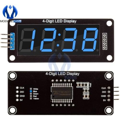 4-Digit LED 0.56 Display Tube (decimal) 7 Segments Blue TM1637 Clock Double Dots Module Size 0.56 Inch For Arduino