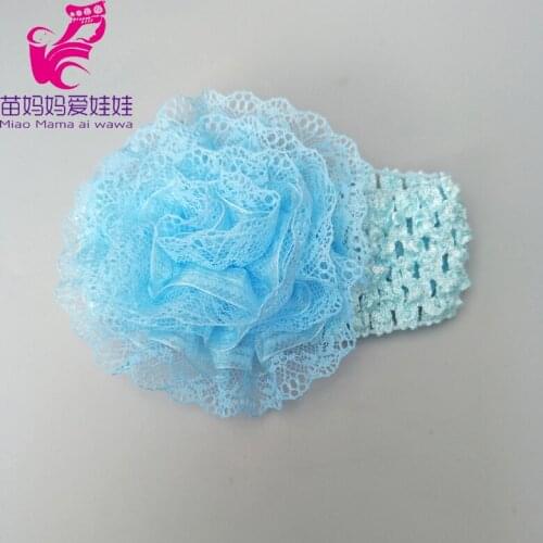 Baby Doll Accessories for 43cm Doll Blue Flower Head Band for 18" Girl Doll Hairband Baby Doll Accessory