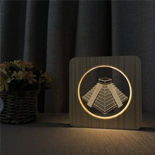Stairs Bulid Wooden LED Lamp Table Light Switch Control Carving Lamp for Childrens Room Decoration Dropshipping