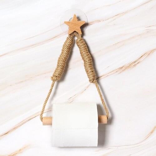 Wooden Vintage Towel Hanging Rope Toilet Paper Accessory Holder Home Hotel Bathroom Kitchen Decoration Supplies